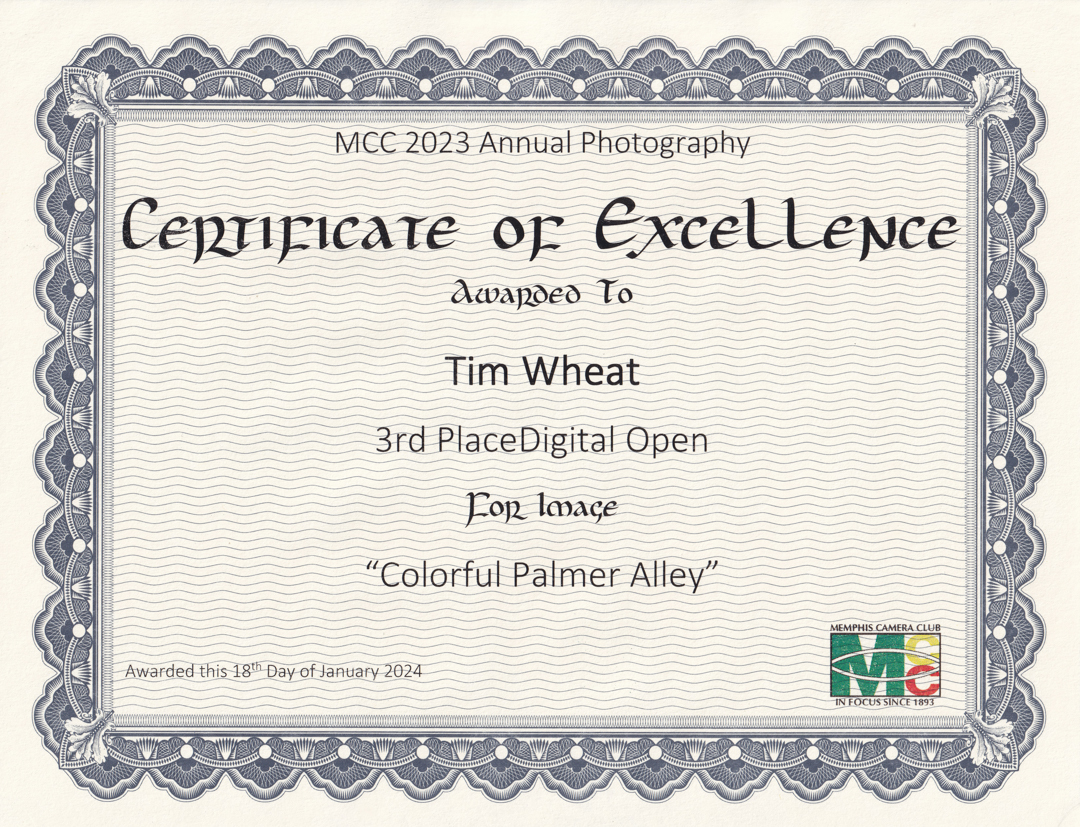  Memphis Camera Club Certificate 
