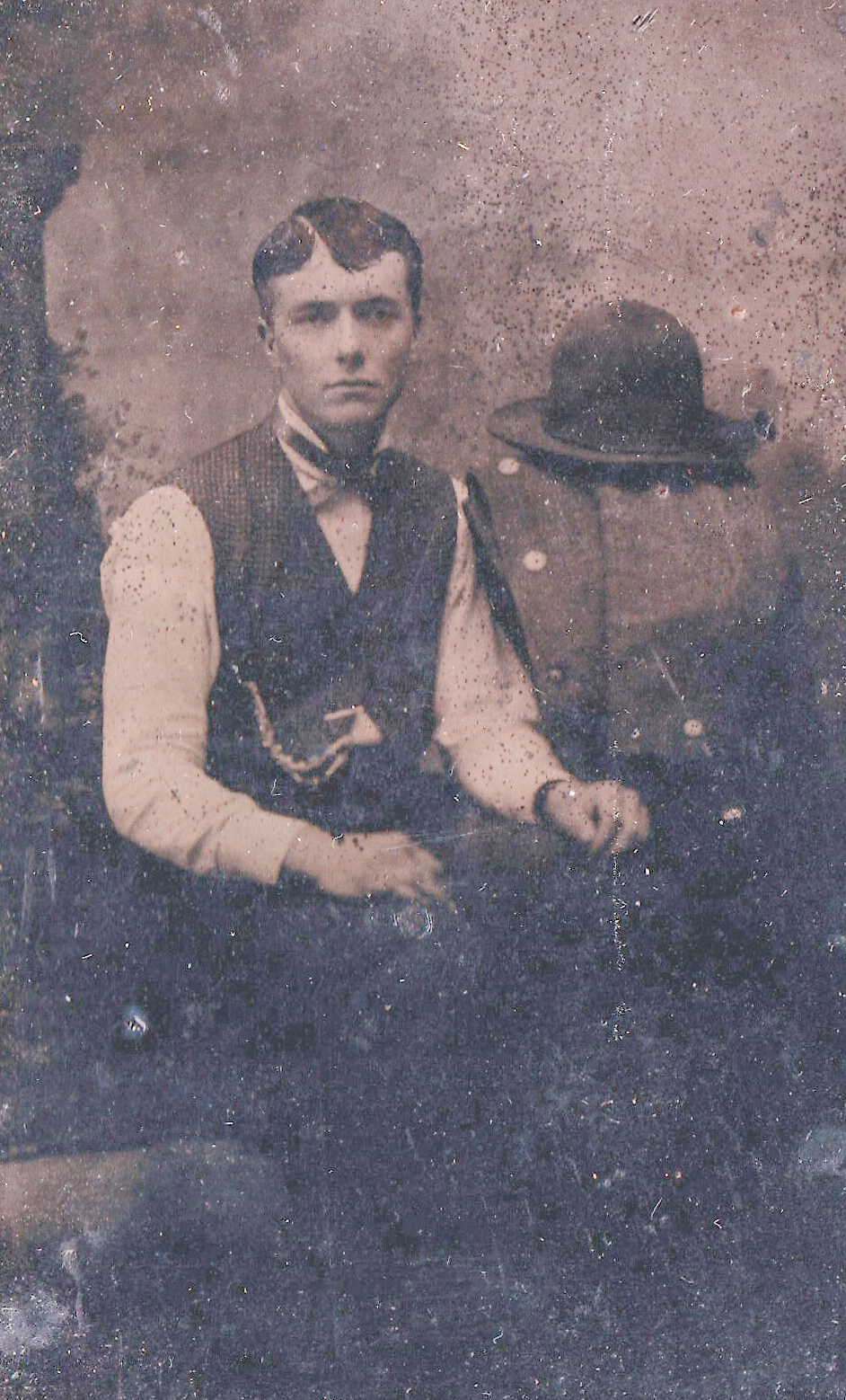  My great-grandfather in a tintype ~ 1900 