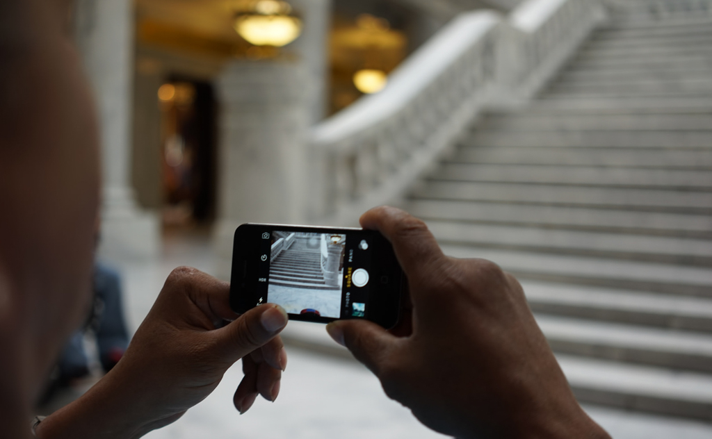  Person looking at a cell phone 