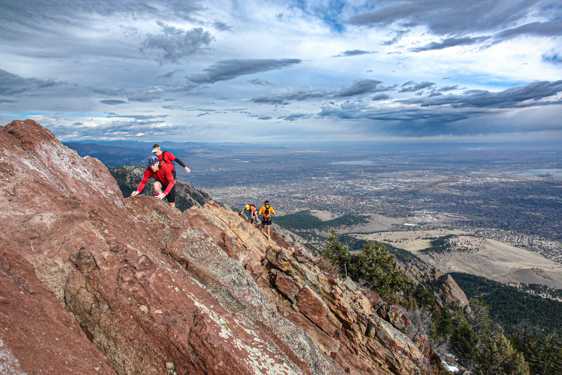  People climbing Bear Peak 